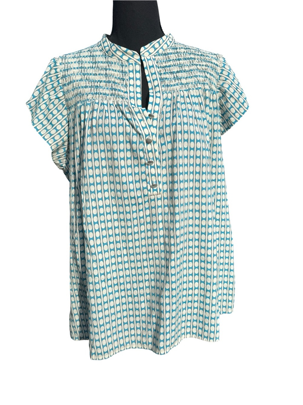 Collection Woman Blue and White Patterned Blouse 1x nwot